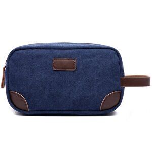 Canvas & Leather Toiletry Bag | Navy